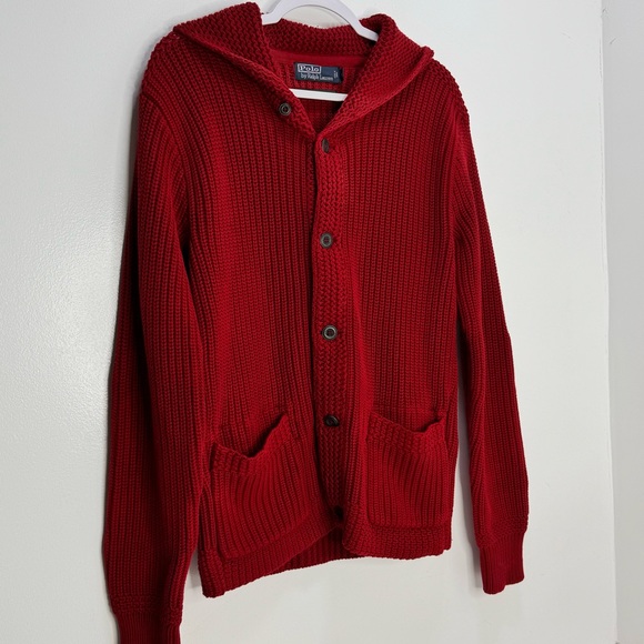 Polo Ralph Lauren cable knit shawl sweater - Picture 3 of 9